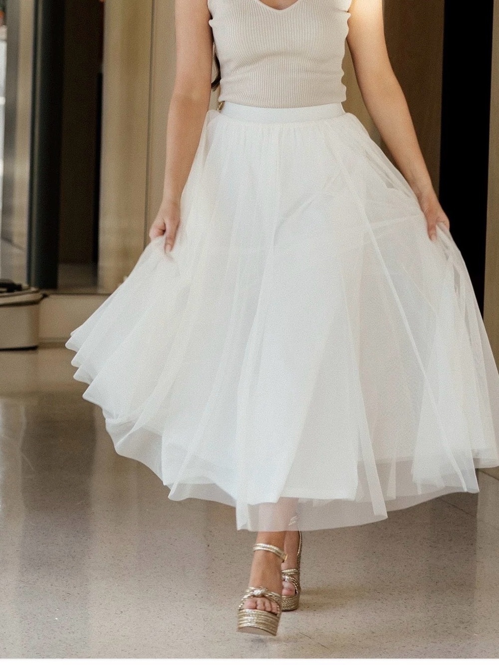 NEW Baltic born L Mila soft layered white ballerina fairytale tulle midi skirt